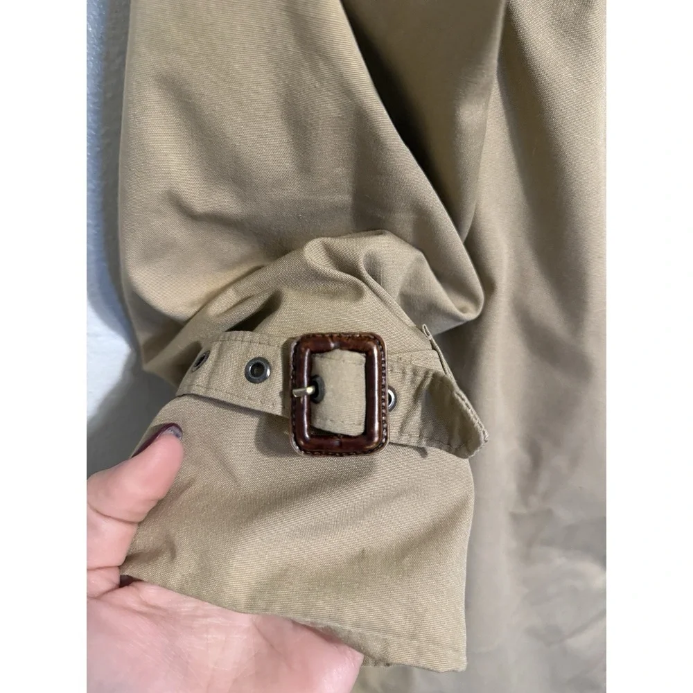 Vintage Tan Canvas Trench Coat With Wool Blend Removable Liner Unbranded Size 6 - Picture 11 of 11
